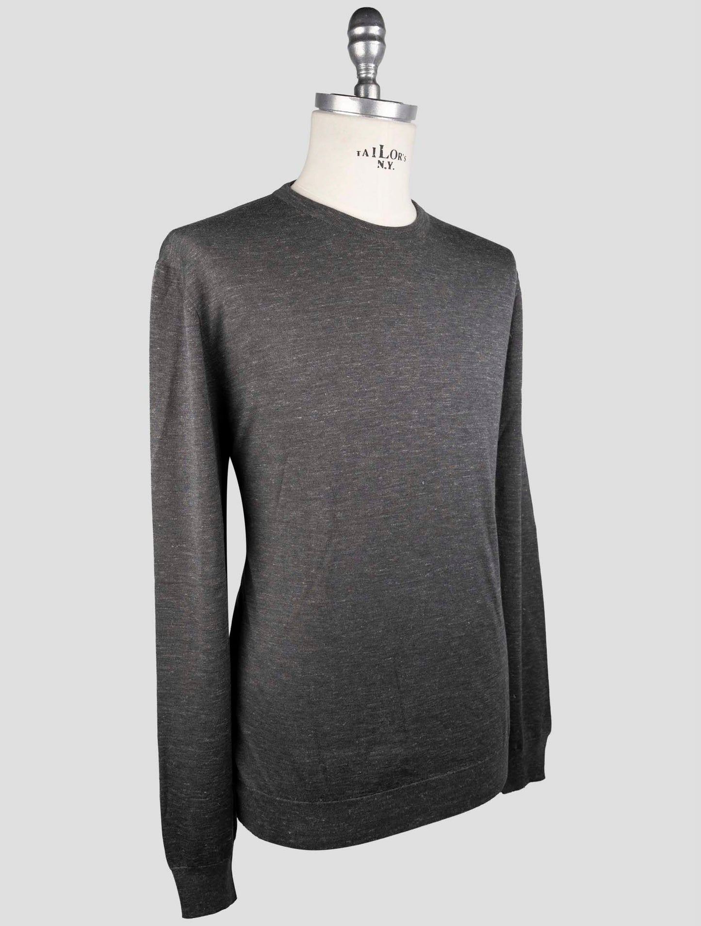 Kiton Gray Silk Cashmere Linen Sweater Crewneck