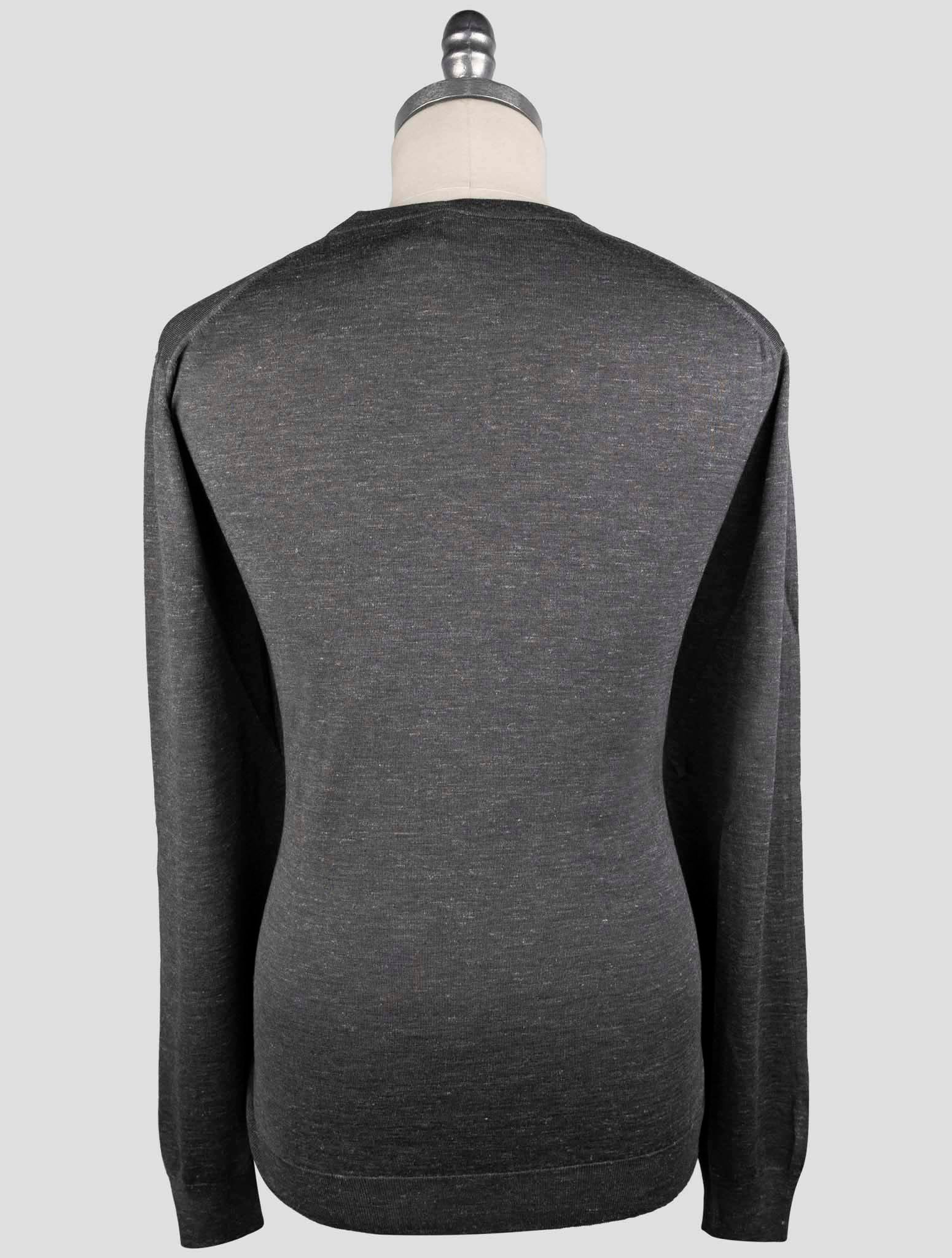 Kiton Gray Silk Cashmere Linen Sweater Crewneck