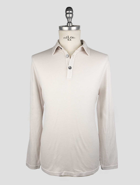 Kiton Beige Cotton Cashmere Sweater Polo