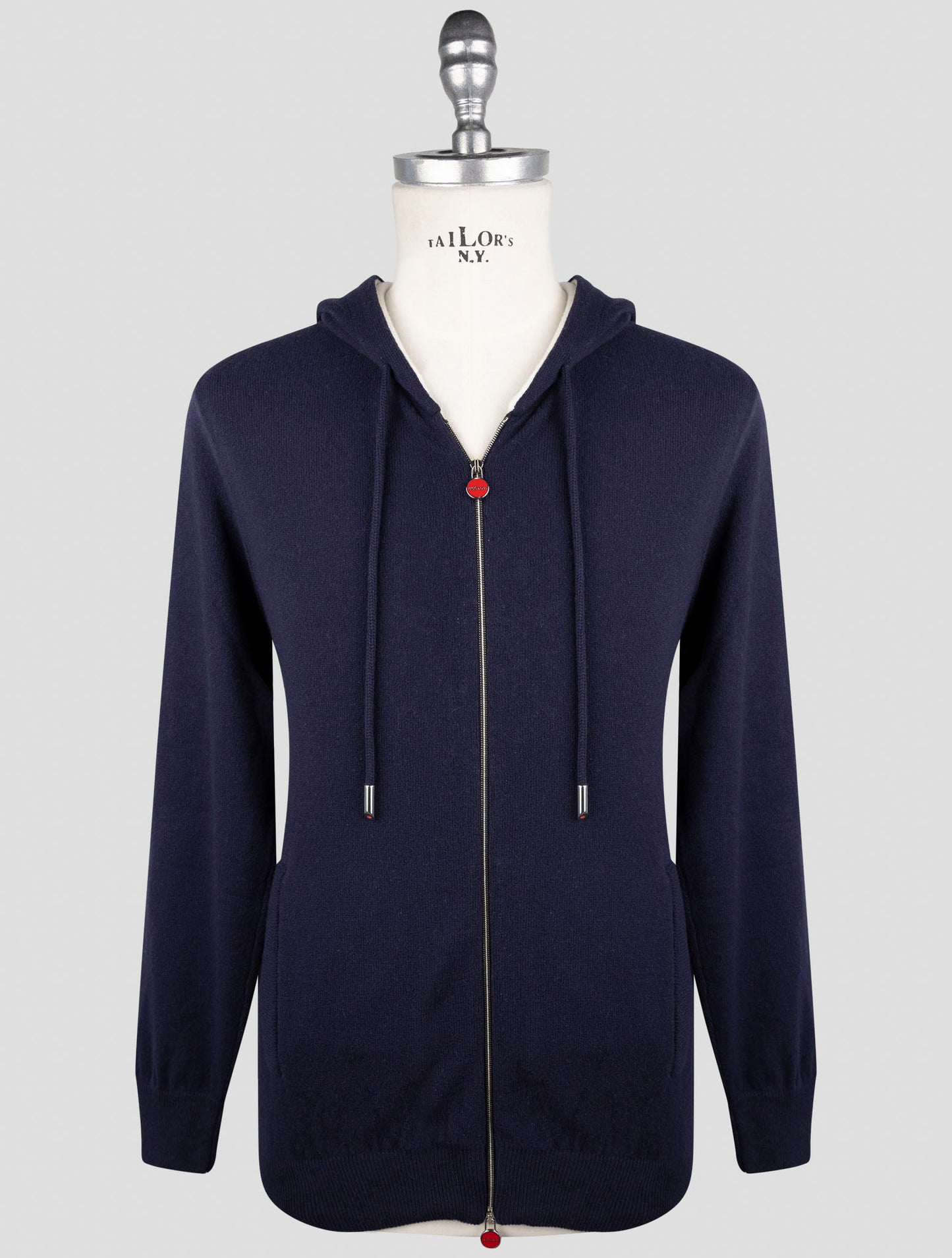 Kiton Blue Cotton Cashmere Sweater Full Zip