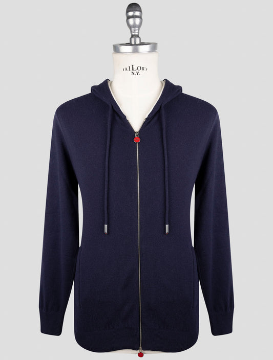 Kiton Blue Cotton Cashmere Sweater Full Zip