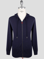Kiton Blue Cotton Cashmere Sweater Full Zip
