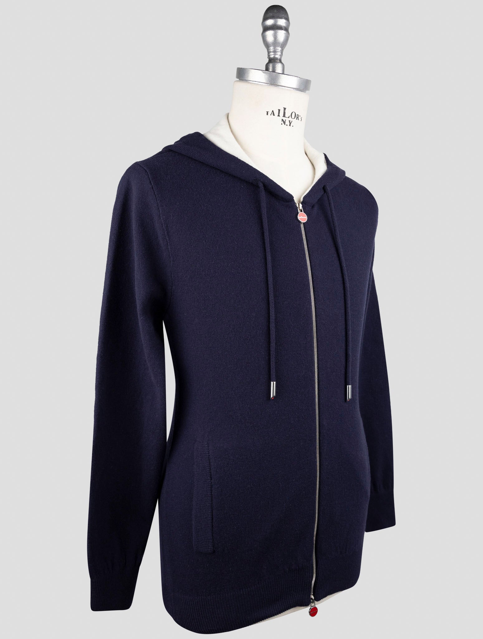 Kiton Blue Cotton Cashmere Sweater Full Zip