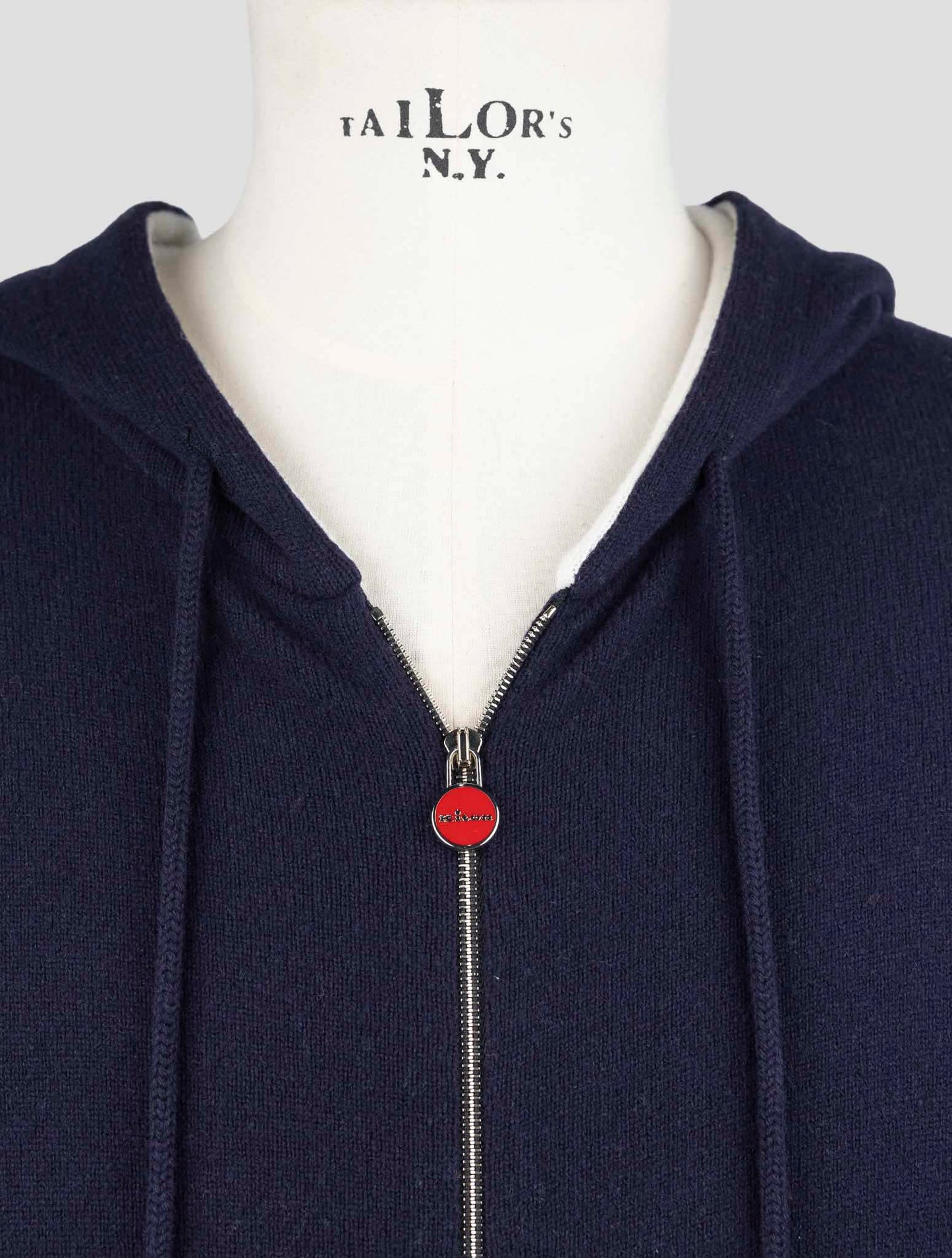 Kiton Blue Cotton Cashmere Sweater Full Zip