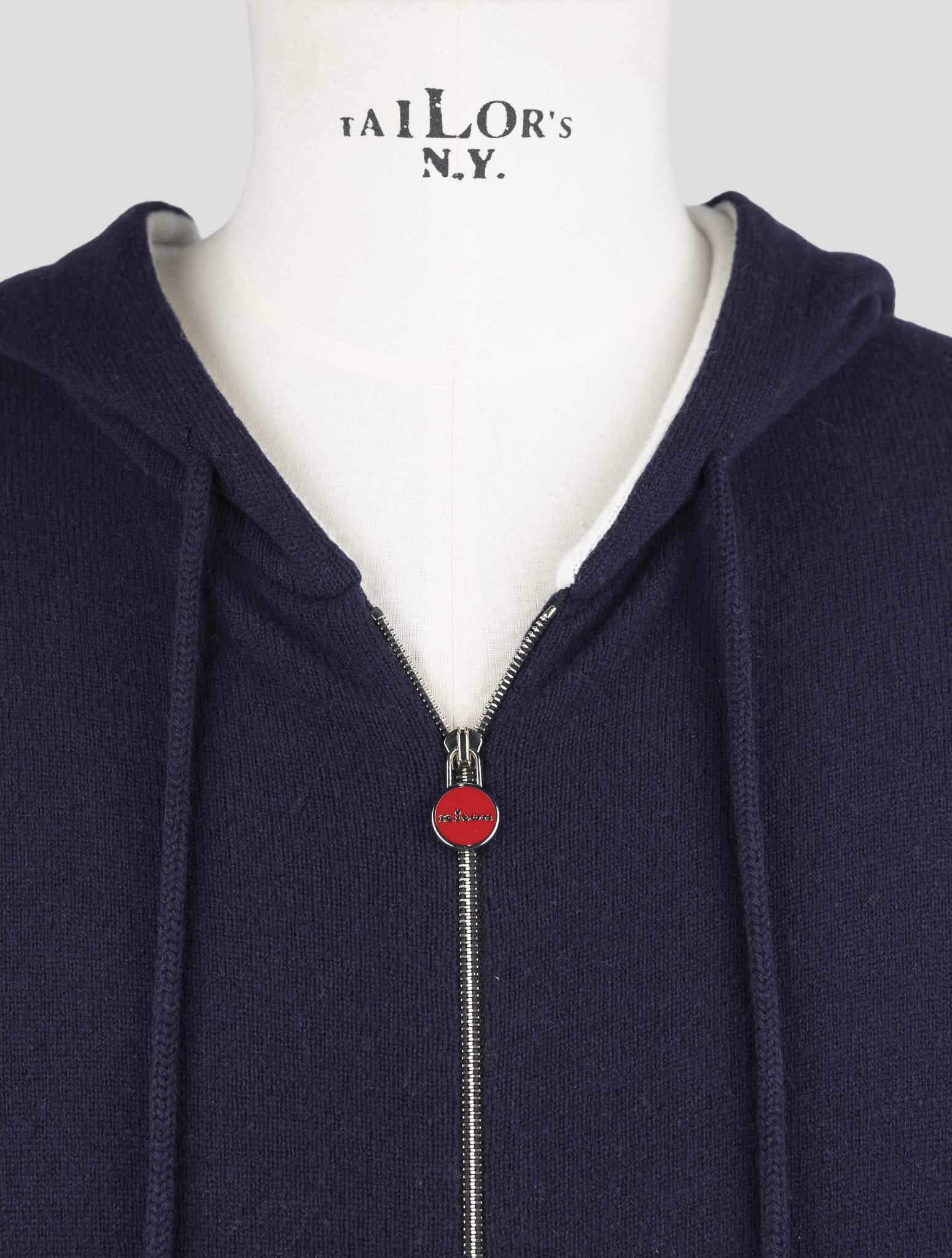 Kiton Blue Cotton Cashmere Sweater Full Zip