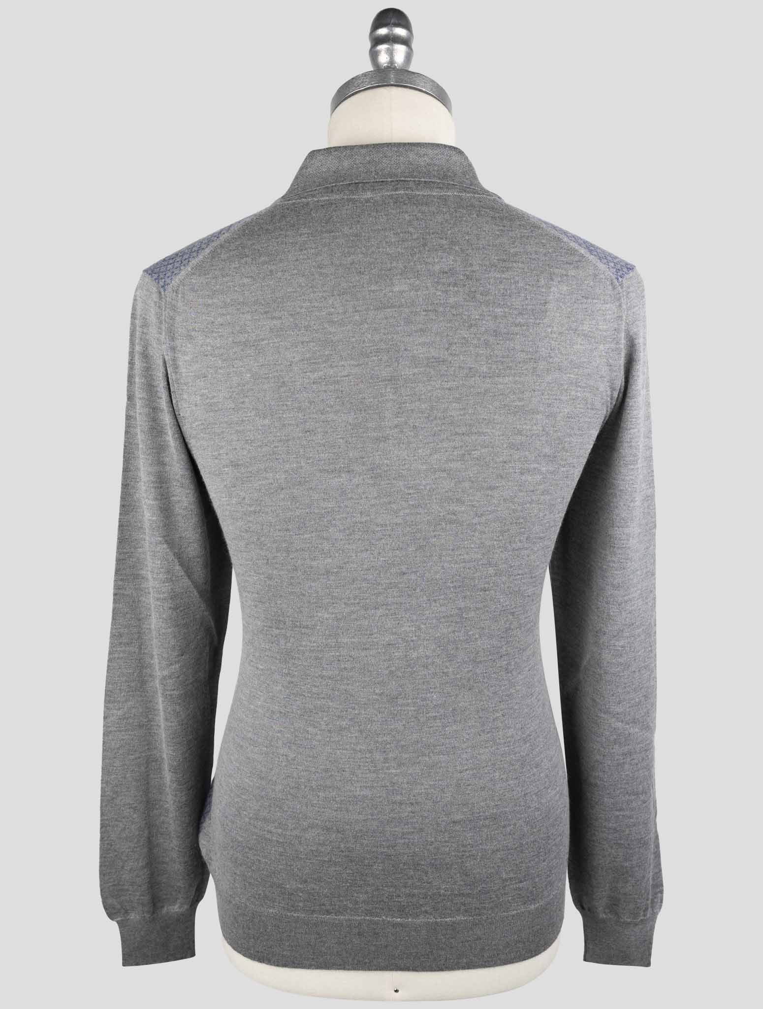 Kiton Blue Gray Silk Cashmere Sweater Polo