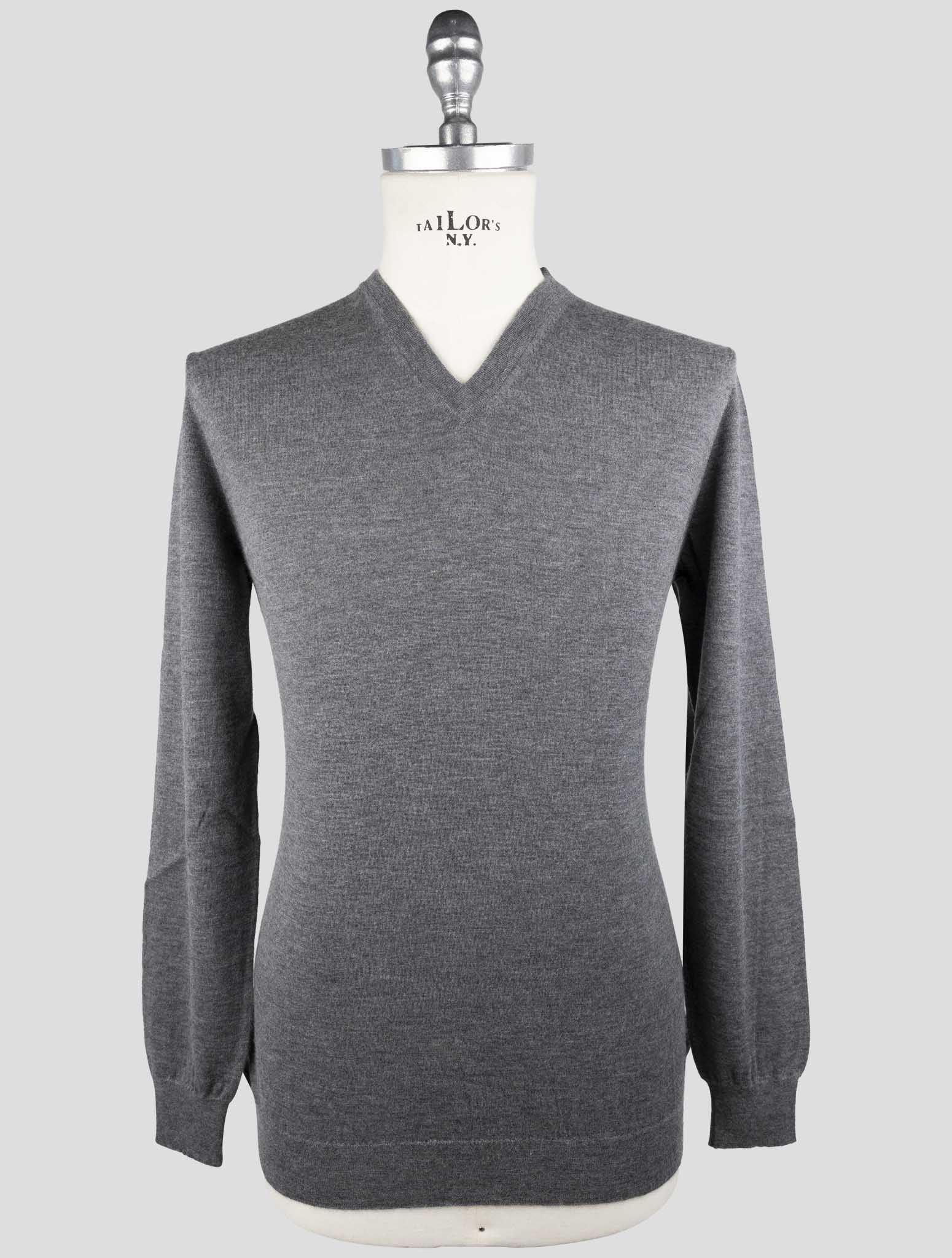 Kiton Gray Cashmere Silk Sweater V-Neck