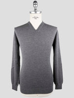 Kiton Gray Cashmere Silk Sweater V-Neck