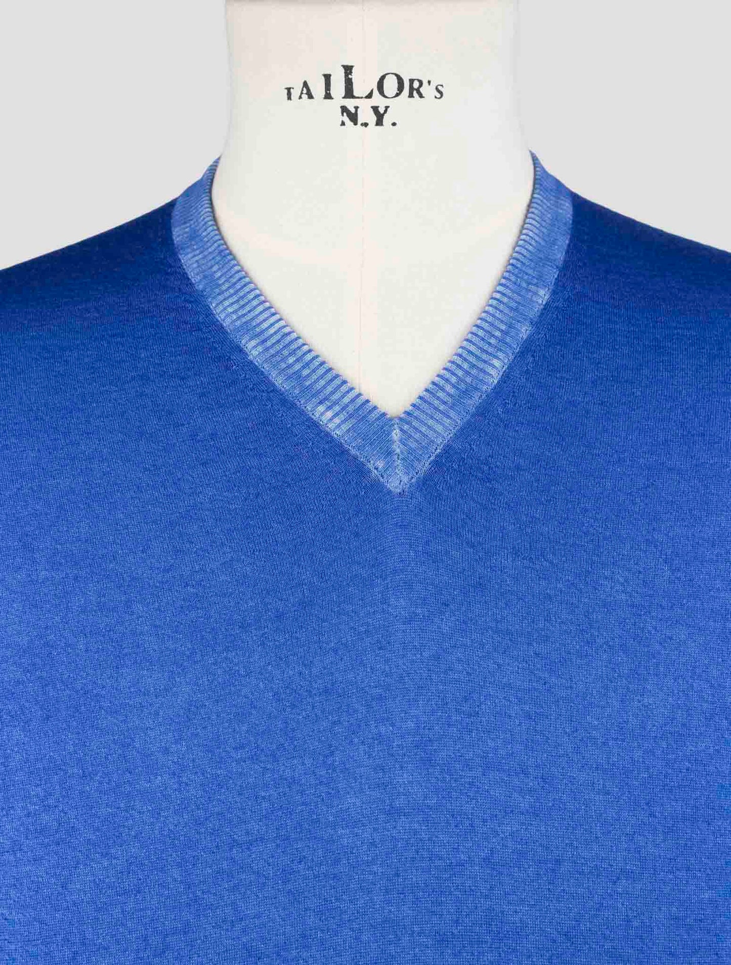 Kiton Blue Cashmere Silk Sweater V-Neck