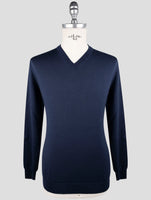 Kiton Dark Blue Cashmere Silk Sweater V-Neck