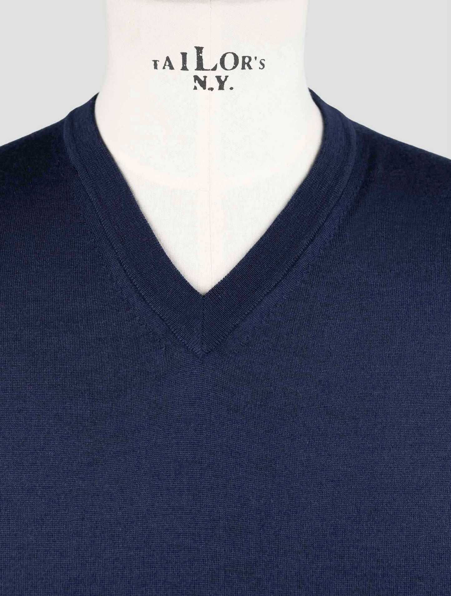 Kiton Dark Blue Cashmere Silk Sweater V-Neck
