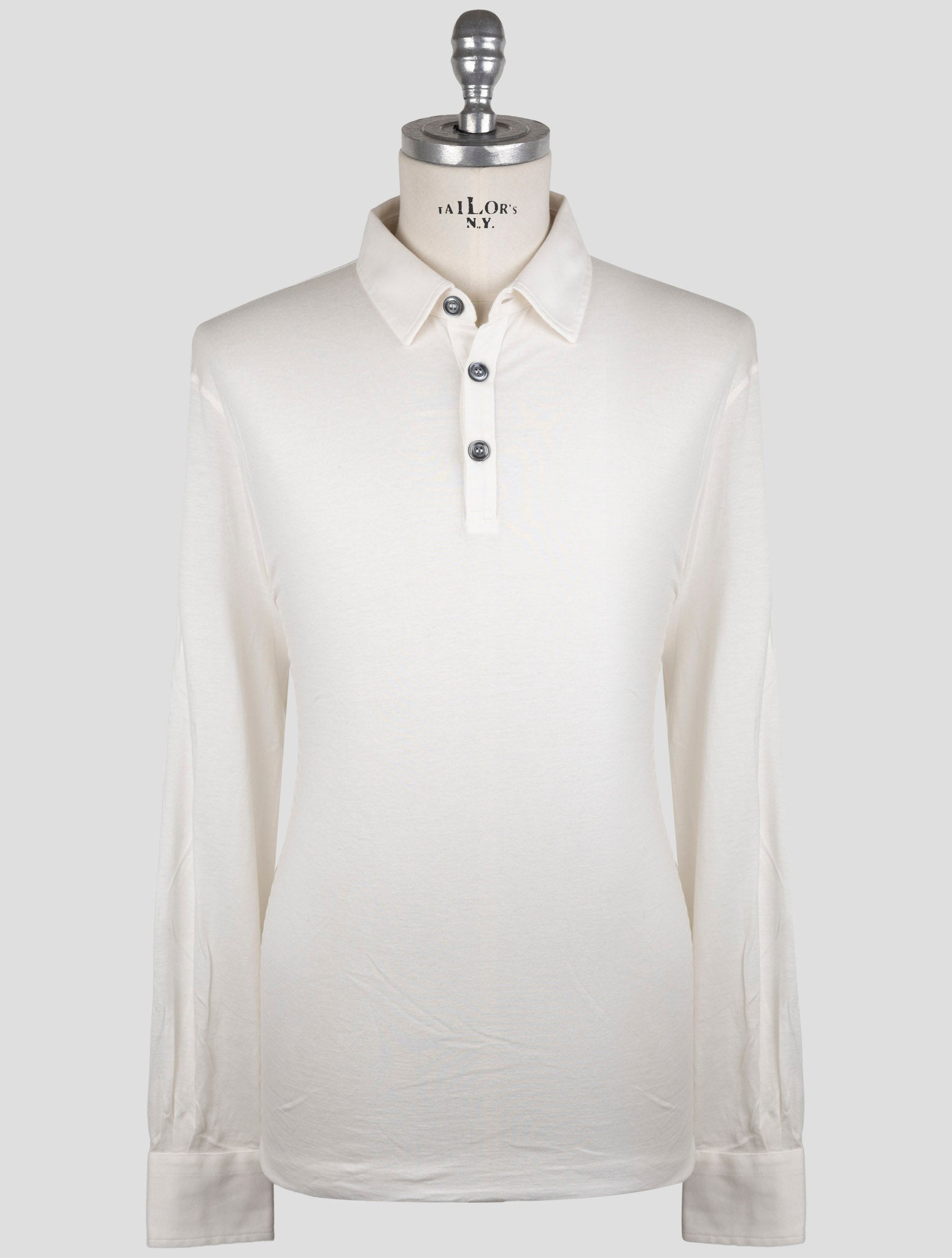 Kiton White Cotton Cashmere Sweater  Polo