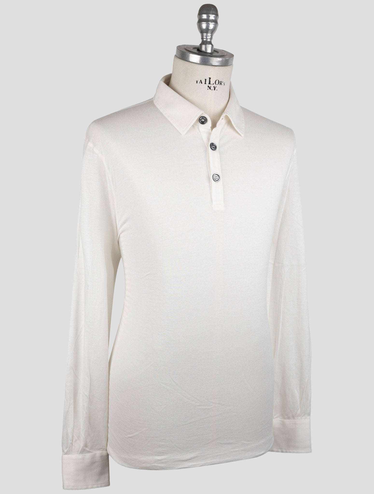 Kiton White Cotton Cashmere Sweater  Polo