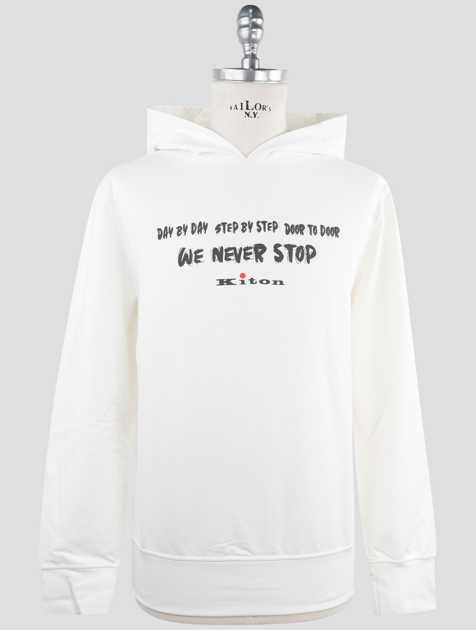 Kiton White Cotton Ea Sweater Hoodie