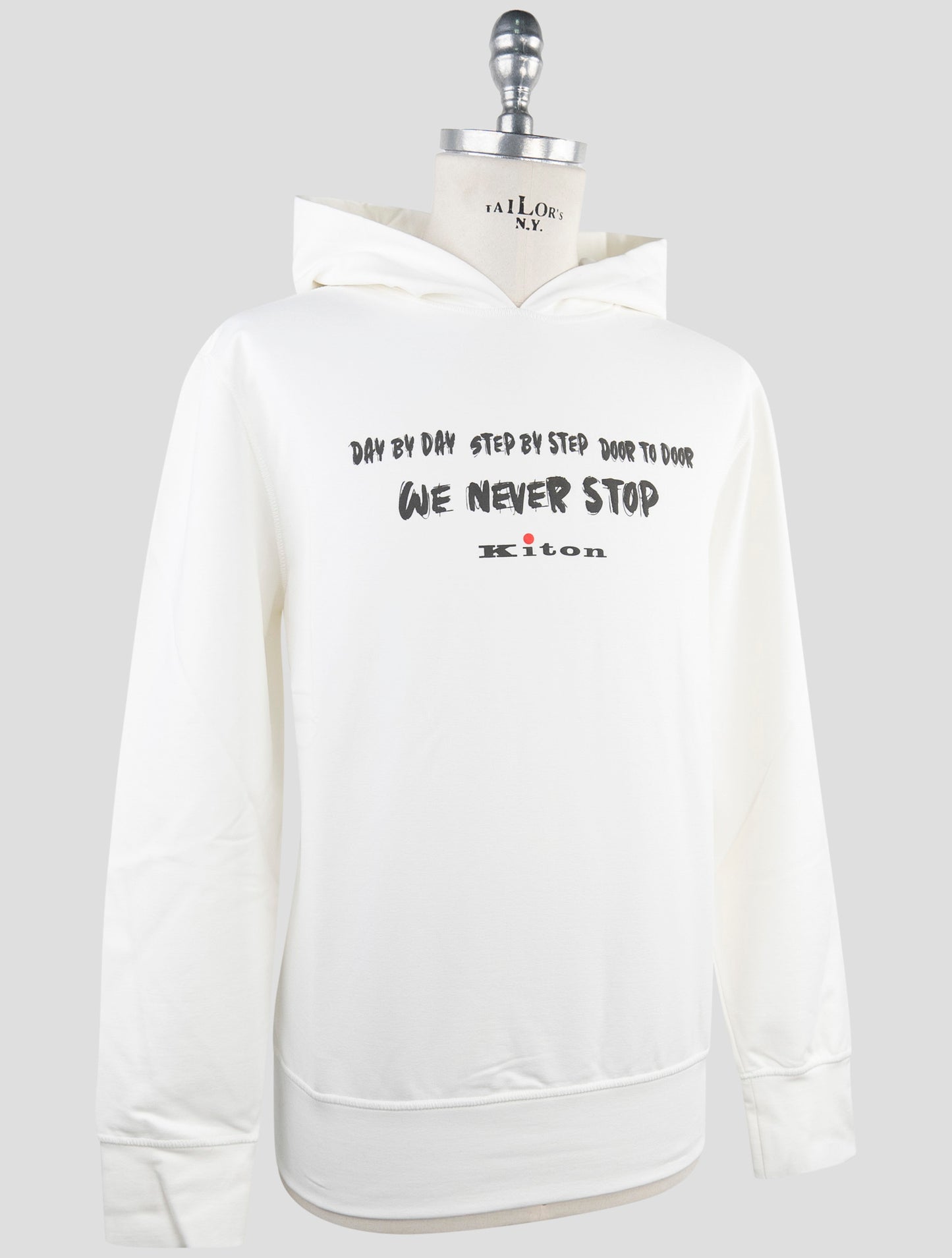 Kiton White Cotton Ea Sweater Hoodie