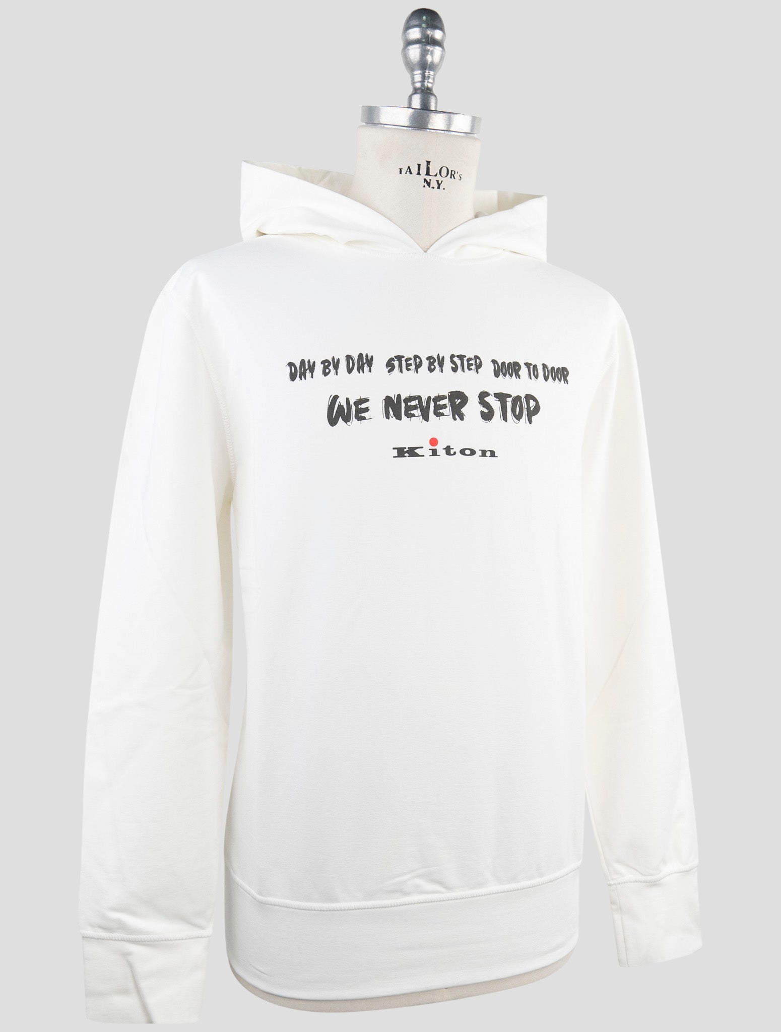 Kiton White Cotton Ea Sweater Hoodie