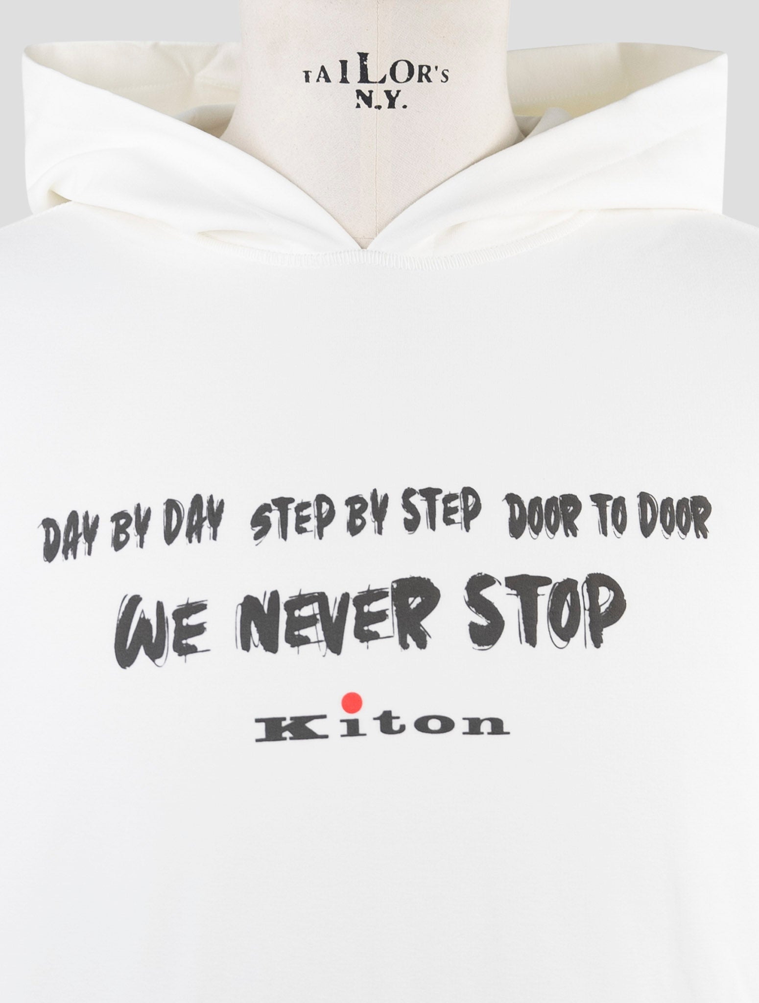 Kiton White Cotton Ea Sweater Hoodie