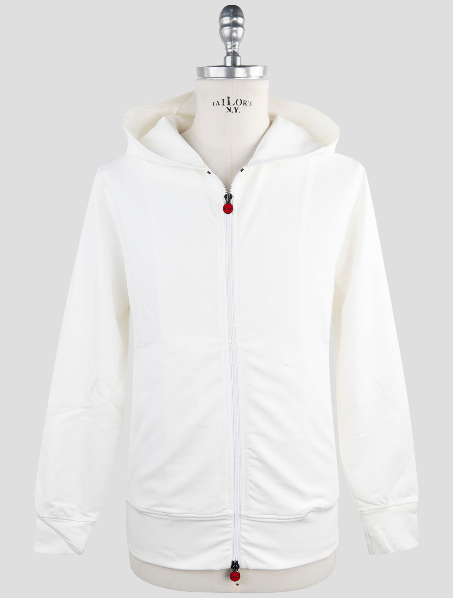Kiton White Cotton Ea Sweater Full Zip Hoodie