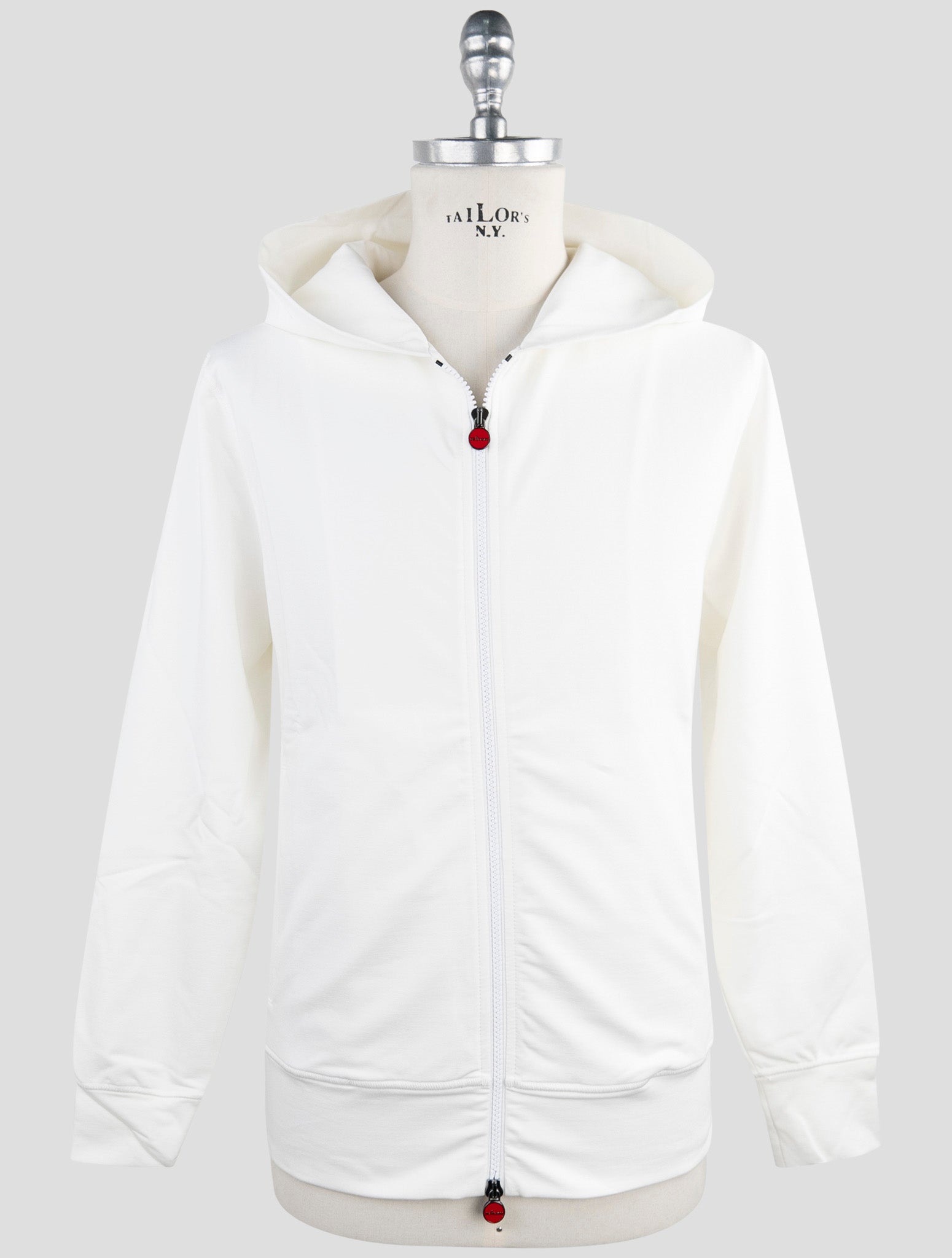 Kiton White Cotton Ea Sweater Full Zip Hoodie