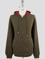 Kiton Green Wool Sweater Full Zip Hoodie