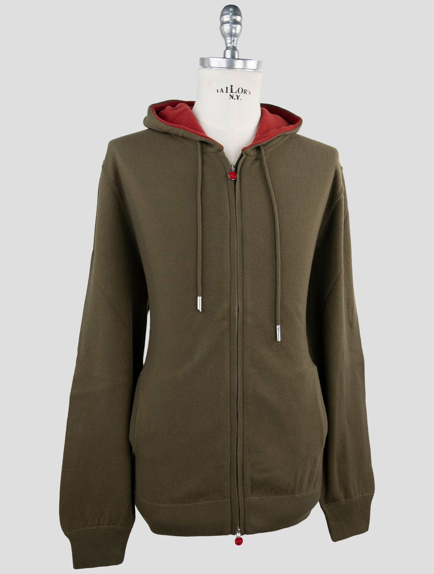 Kiton Green Wool Sweater Full Zip Hoodie