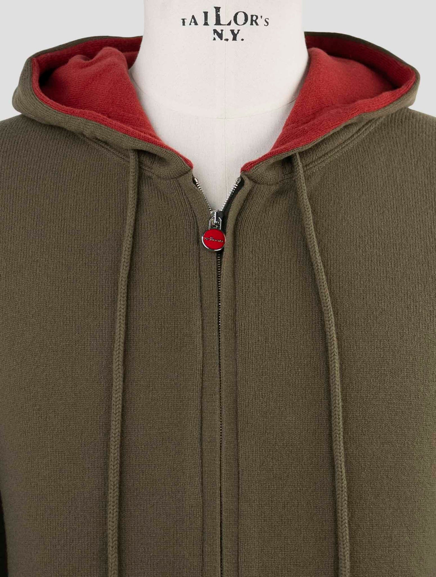 Kiton Green Wool Sweater Full Zip Hoodie