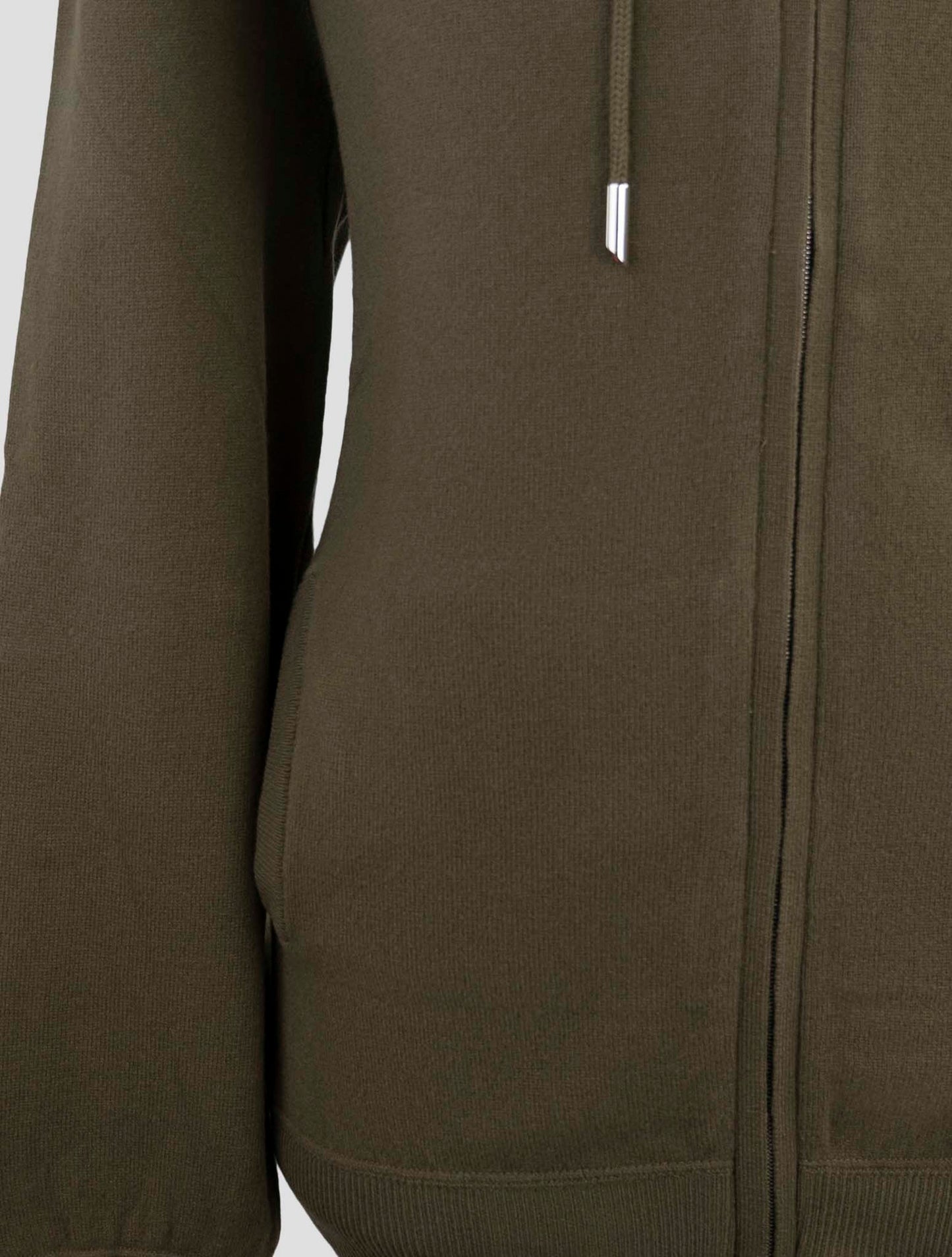 Kiton Green Wool Sweater Full Zip Hoodie