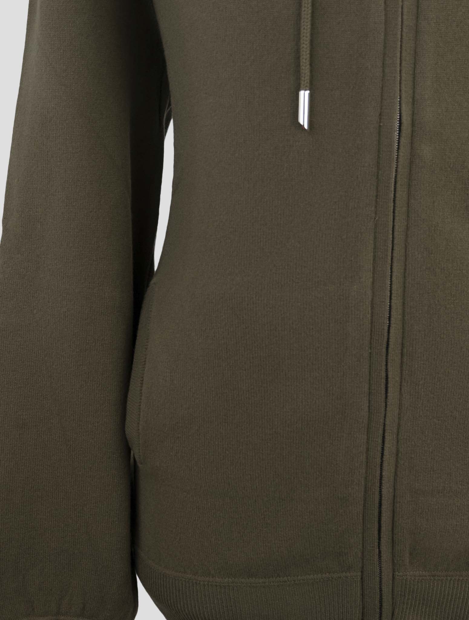 Kiton Green Wool Sweater Full Zip Hoodie