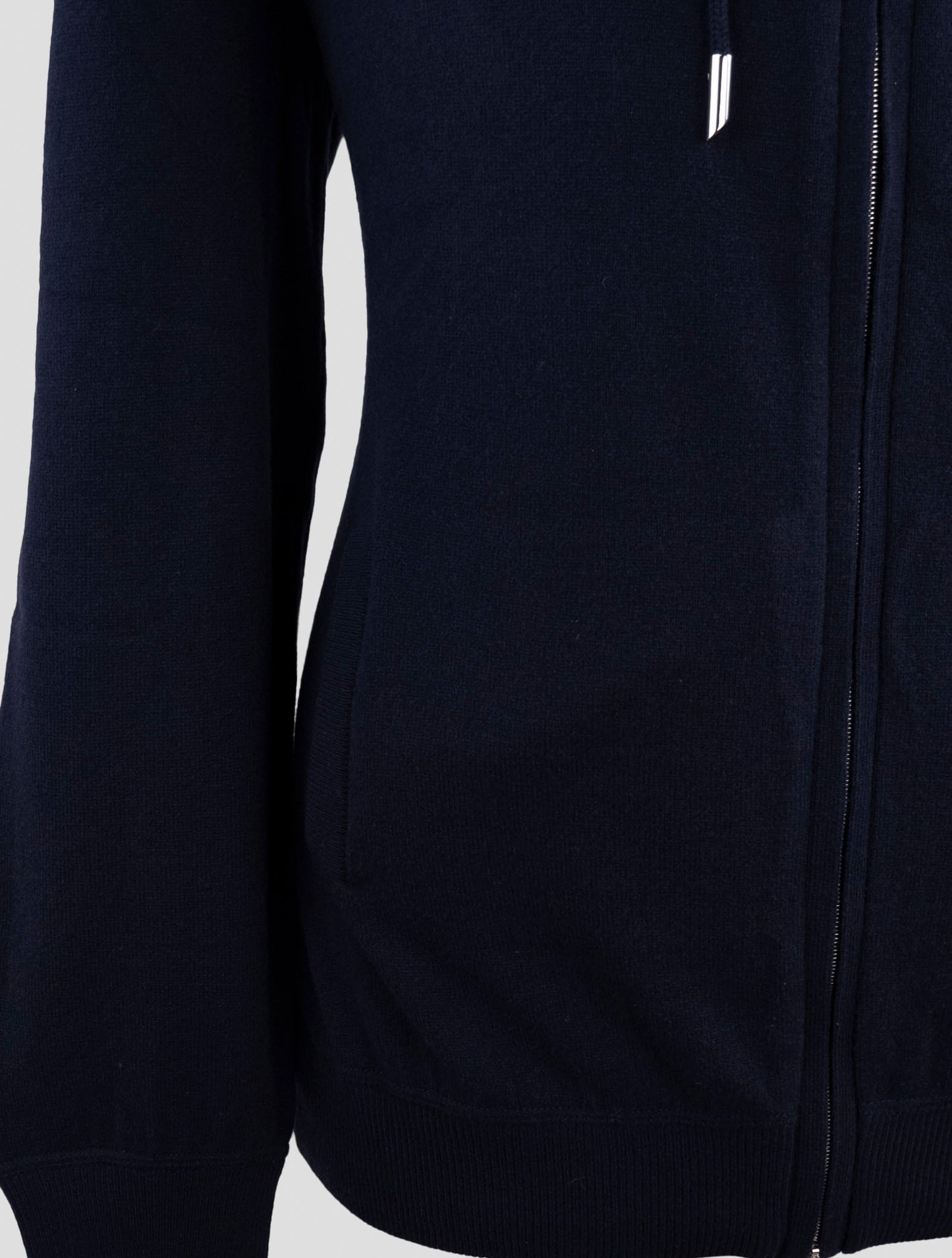 Kiton Blue Wool Sweater Full Zip Hoodie