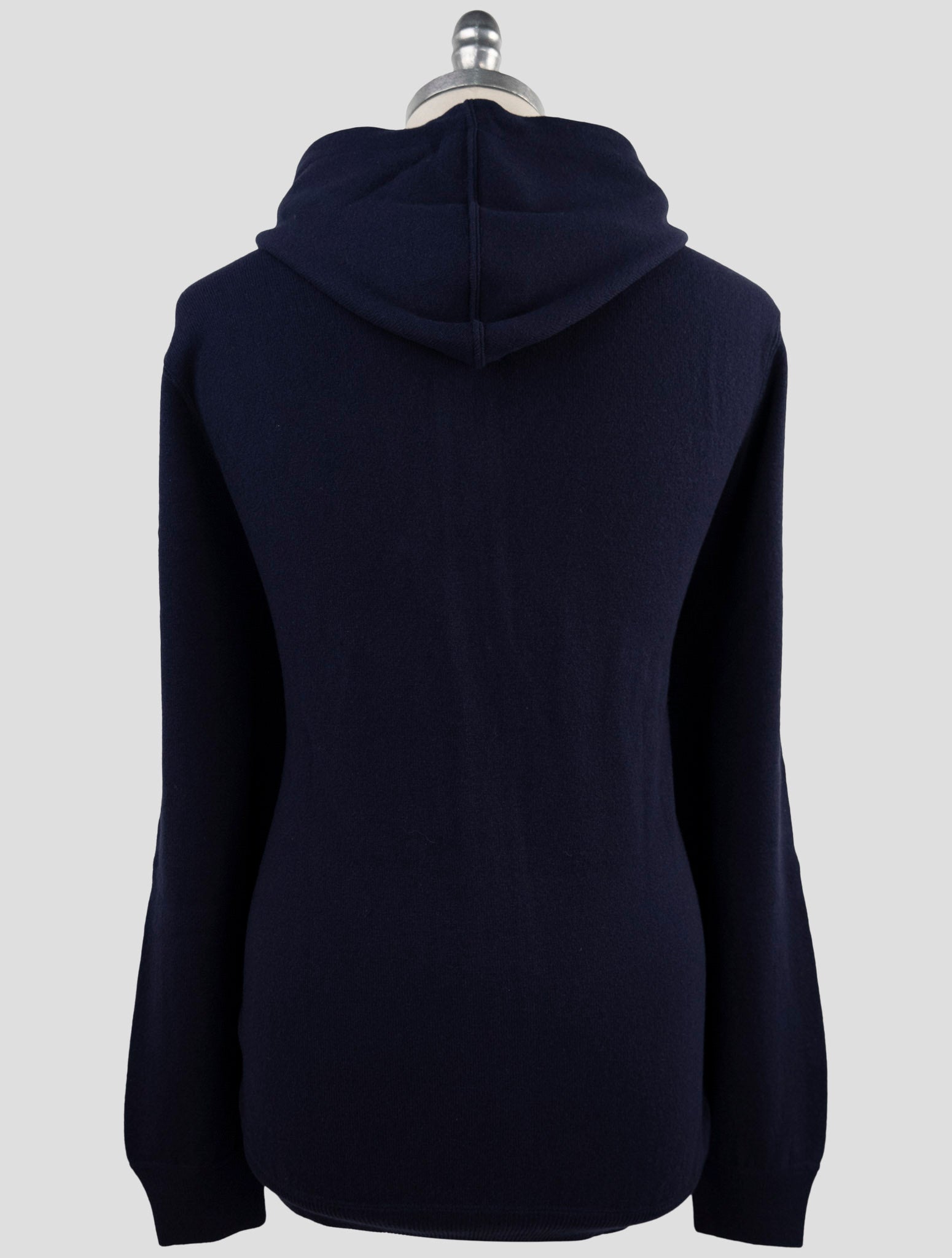 Kiton Blue Wool Sweater Full Zip Hoodie