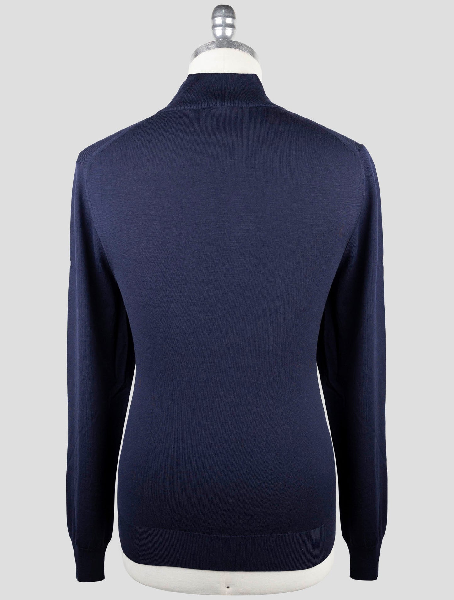 Kiton Blue Wool Sweater Half Zip