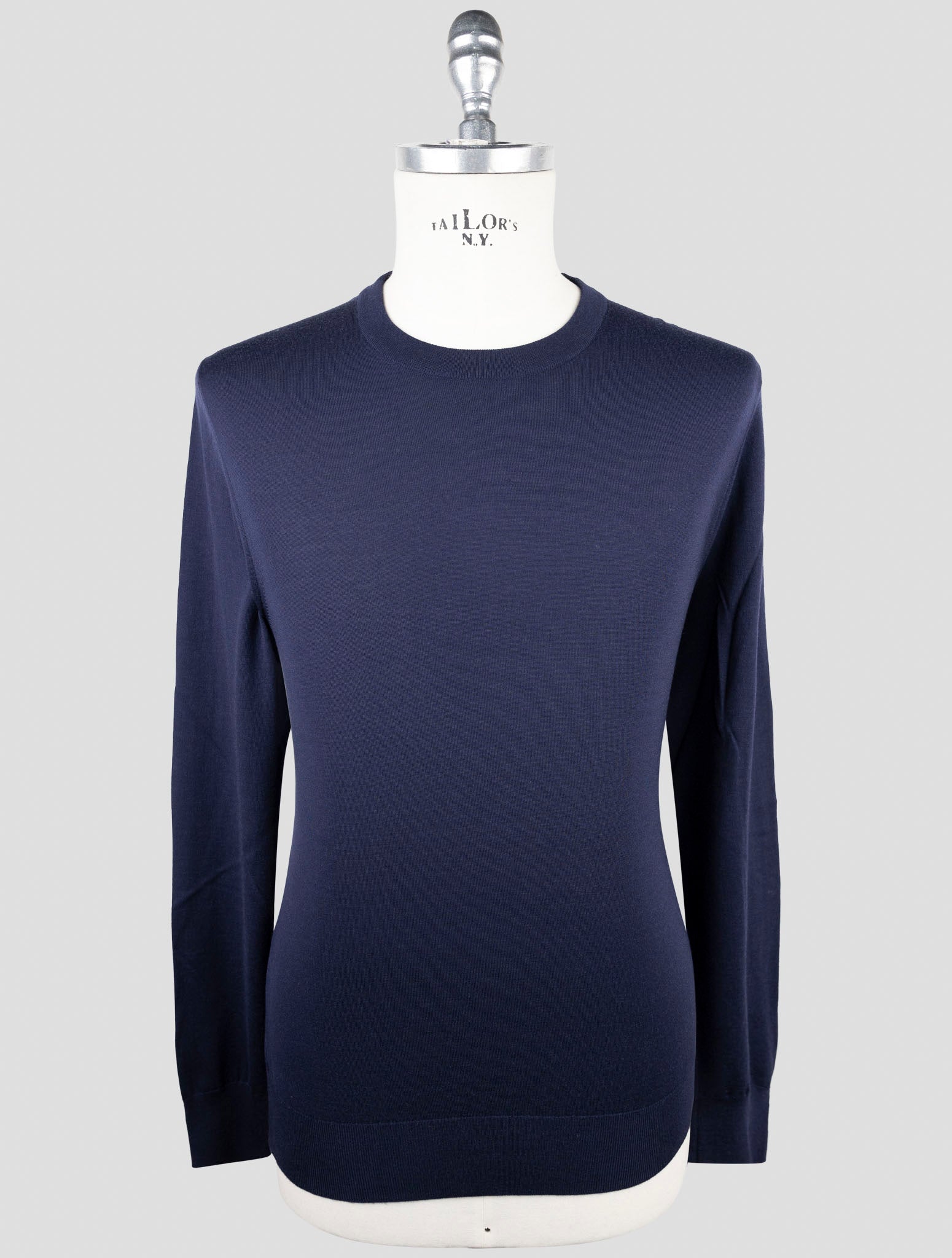 Kiton Blue Wool Sweater Crewneck