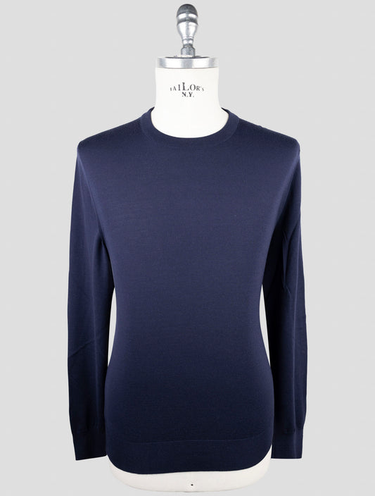 Kiton Blue Wool Sweater Crewneck