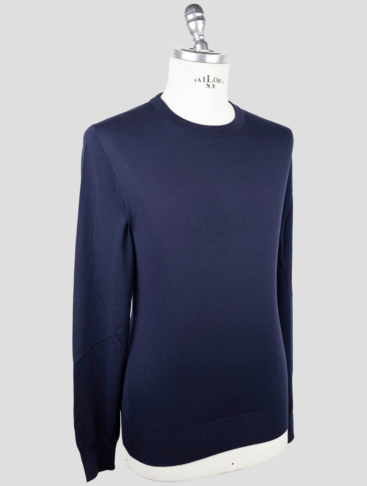 Kiton Blue Wool Sweater Crewneck