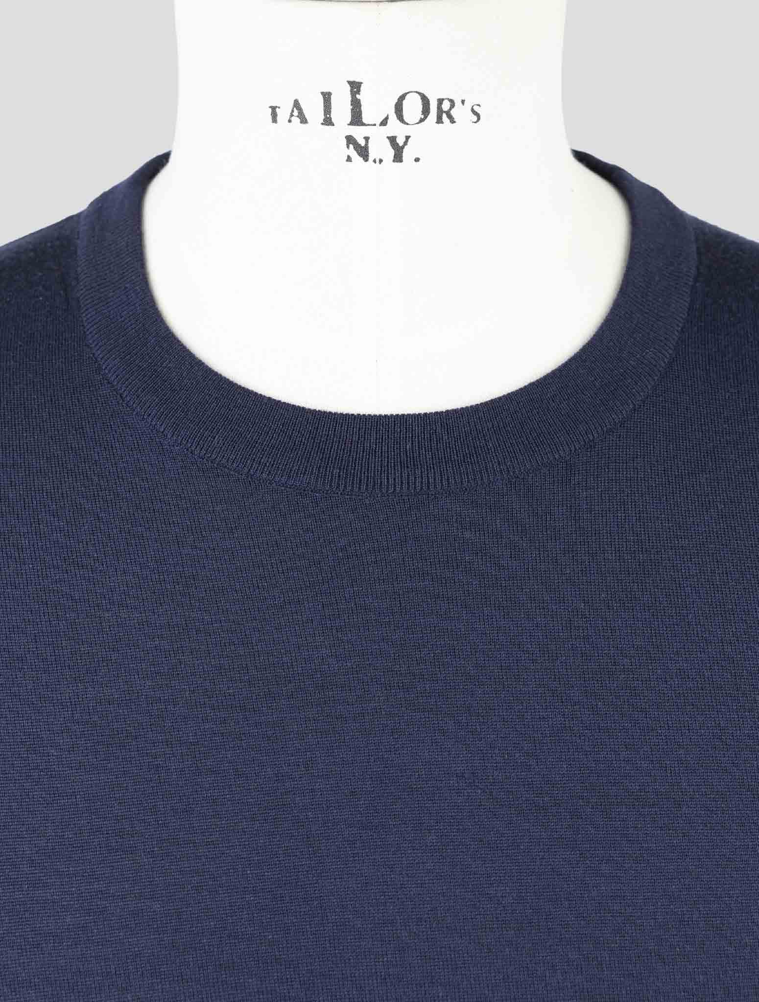Kiton Blue Wool Sweater Crewneck