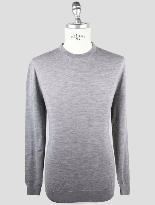 Kiton Gray Wool Sweater Crewneck