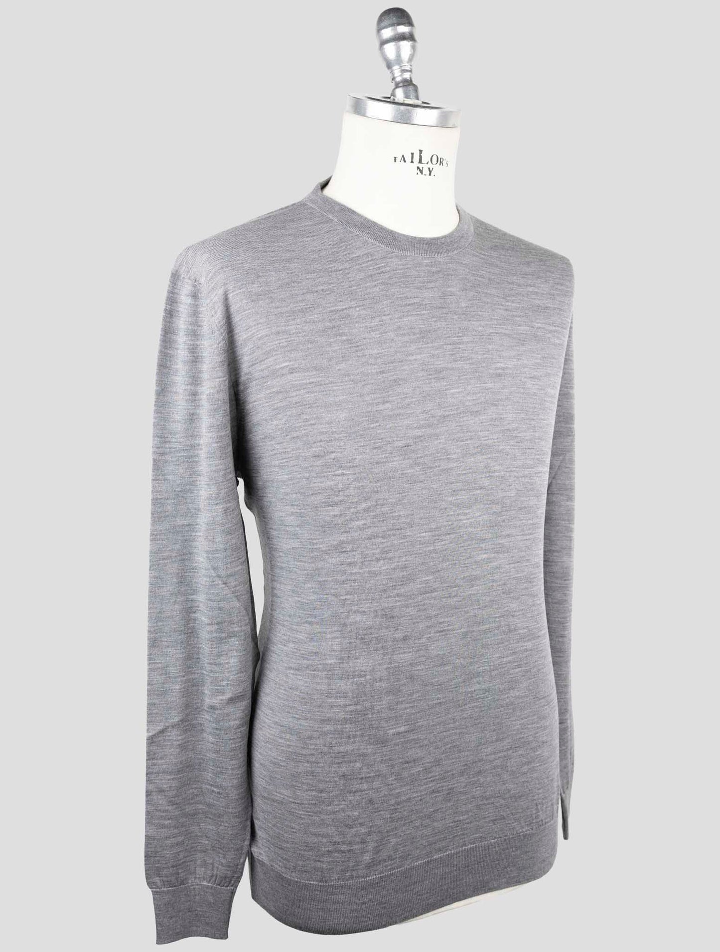 Kiton Gray Wool Sweater Crewneck