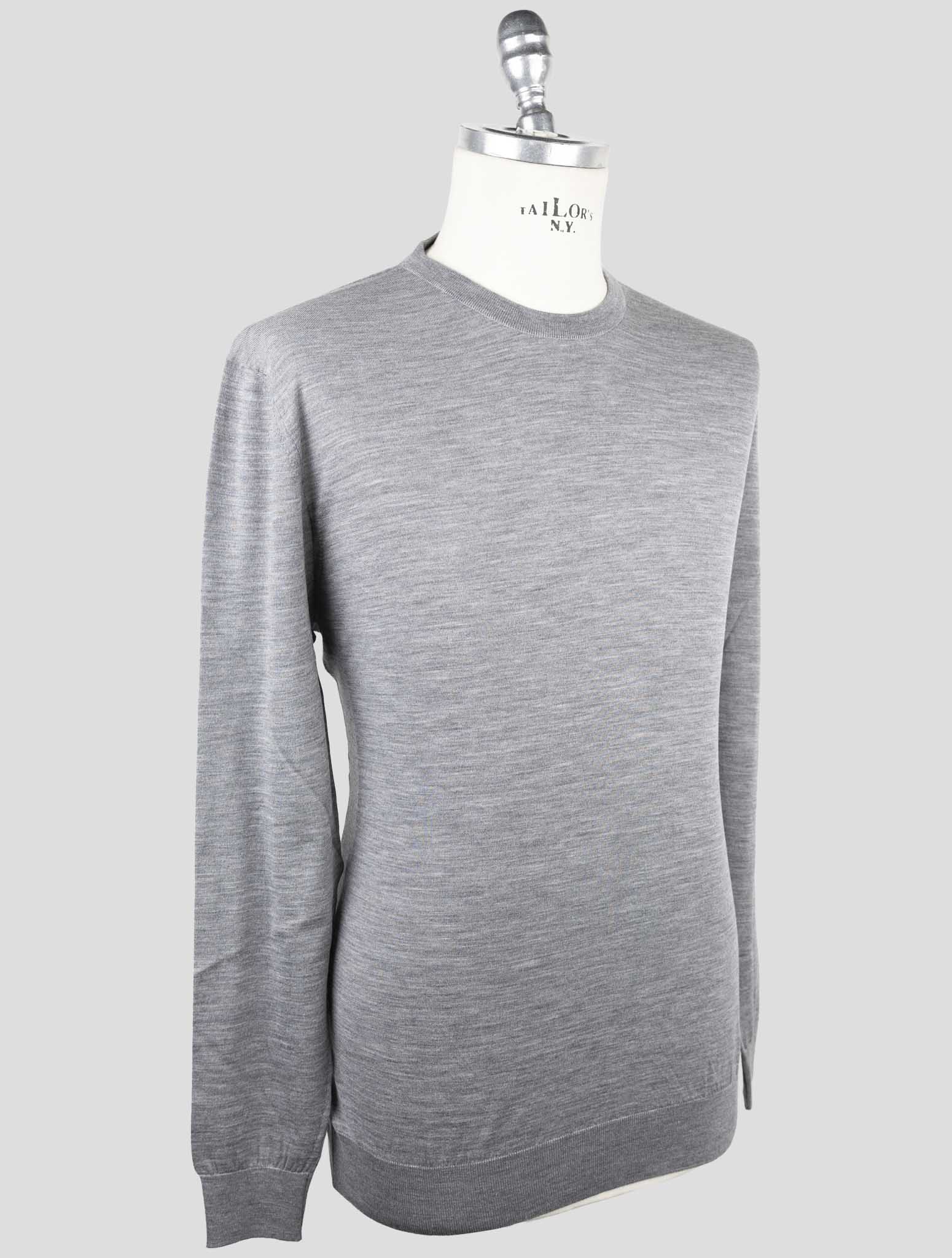 Kiton Gray Wool Sweater Crewneck