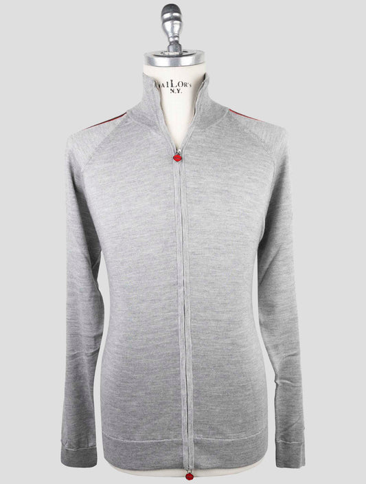 Kiton Gray Cashmere Silk Sweater Full Zip