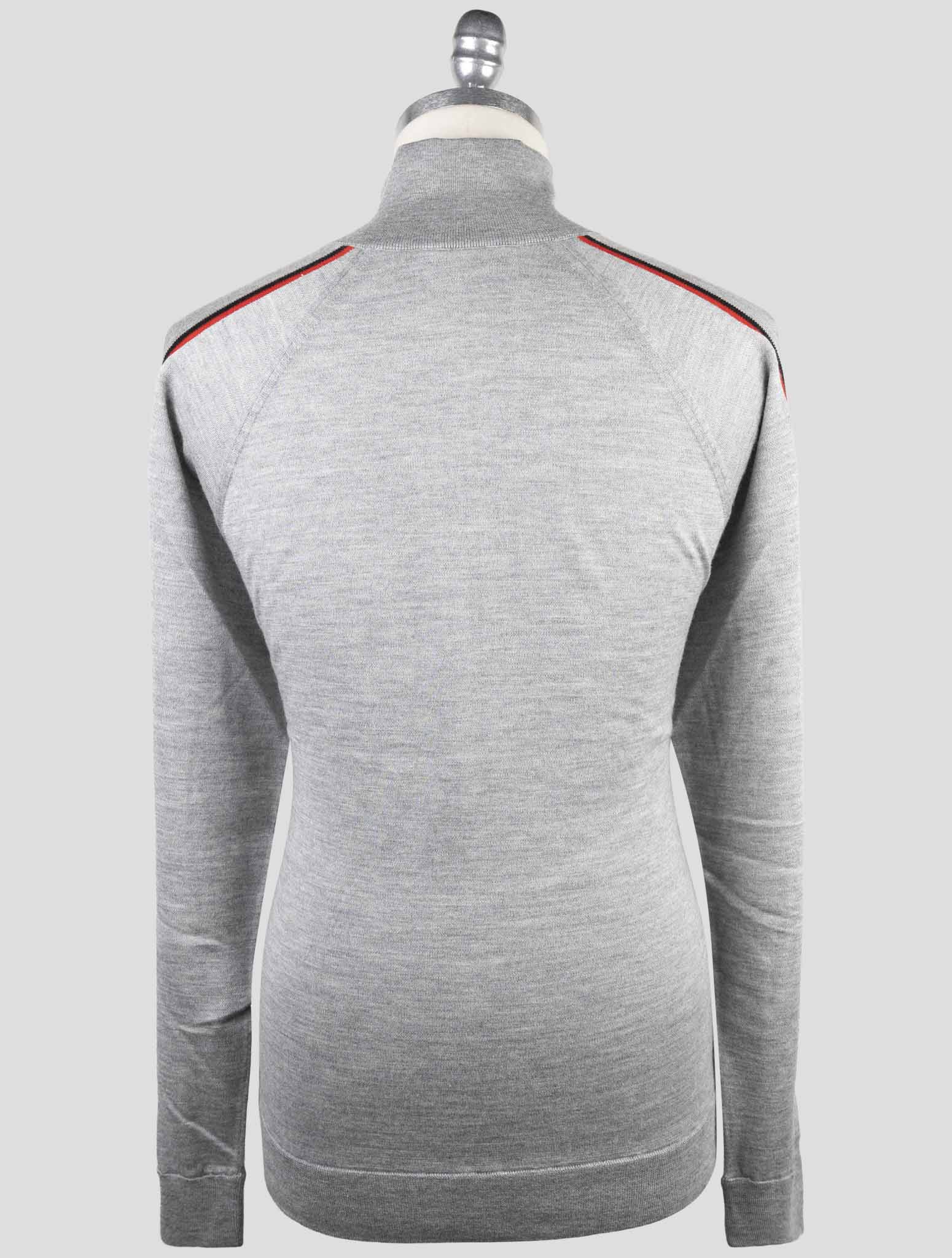 Kiton Gray Cashmere Silk Sweater Full Zip
