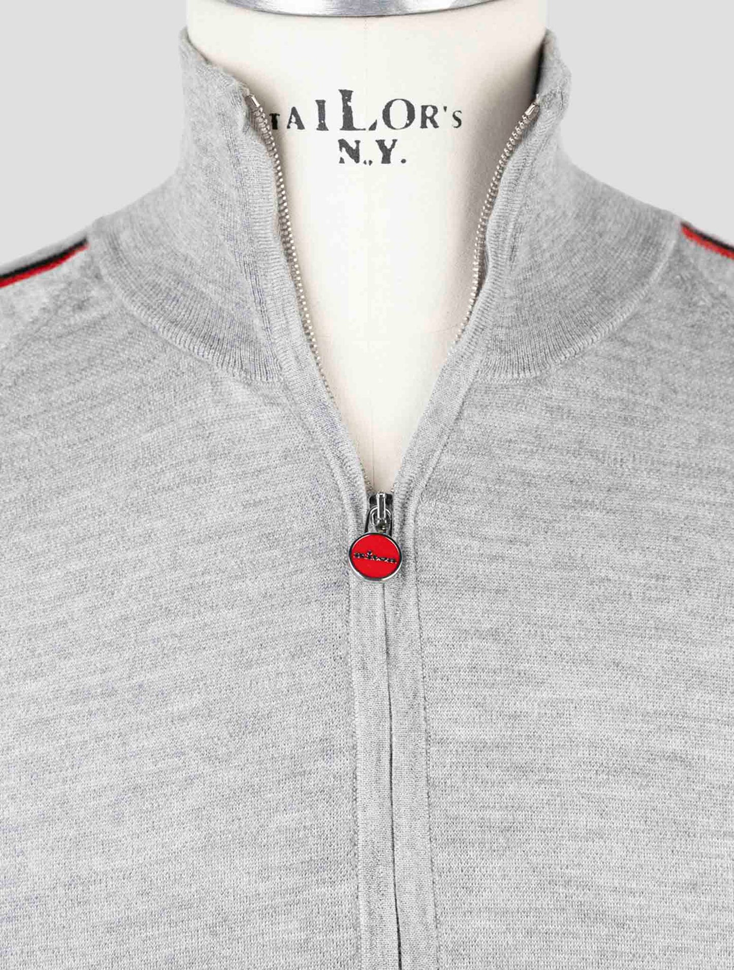 Kiton Gray Cashmere Silk Sweater Full Zip