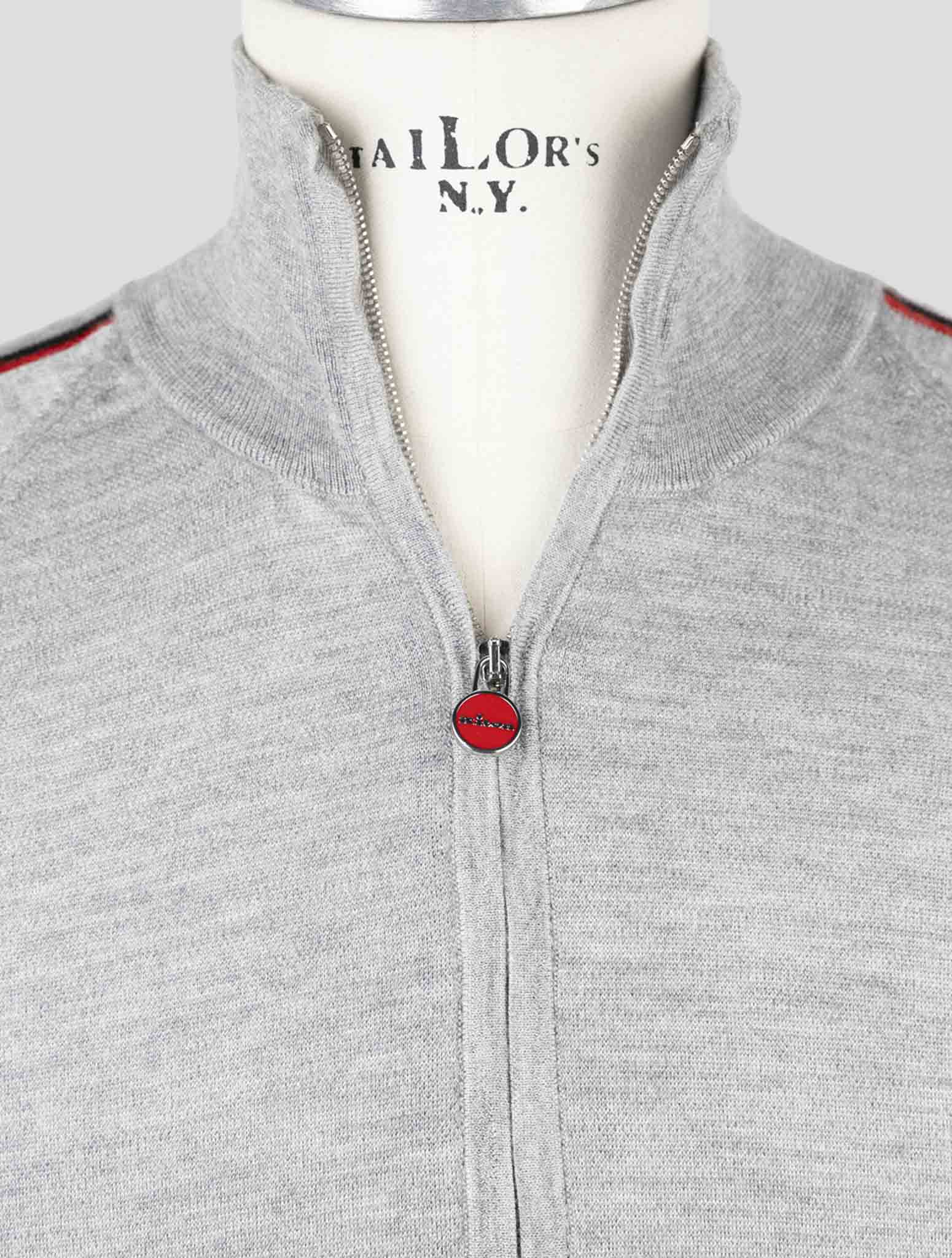 Kiton Gray Cashmere Silk Sweater Full Zip