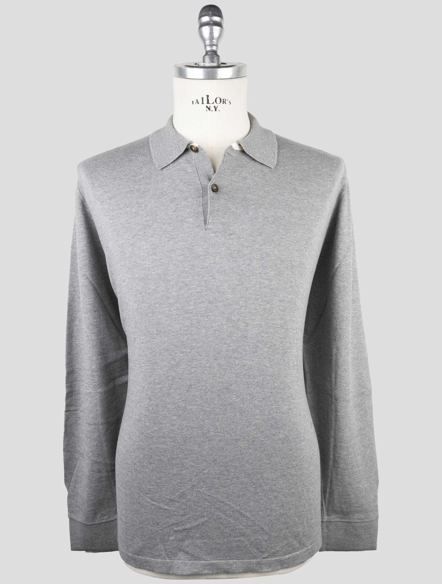 Kiton Gray Cotton Sweater Polo