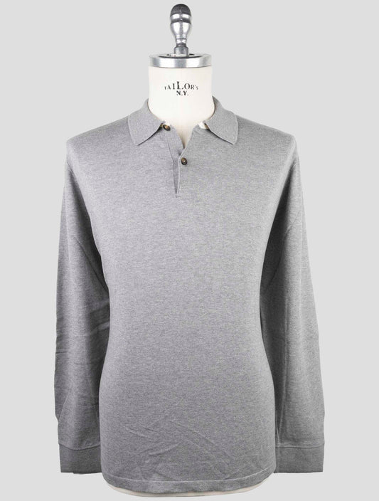 Kiton Gray Cotton Sweater Polo