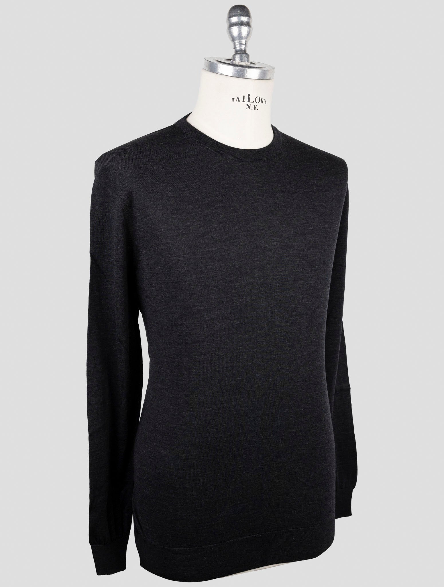 Kiton Gray Wool Sweater Crewneck