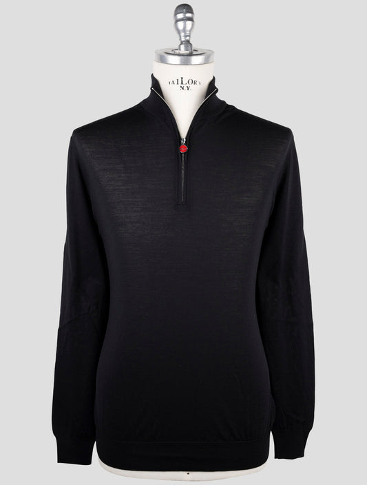 Kiton Black Wool Sweater Polo