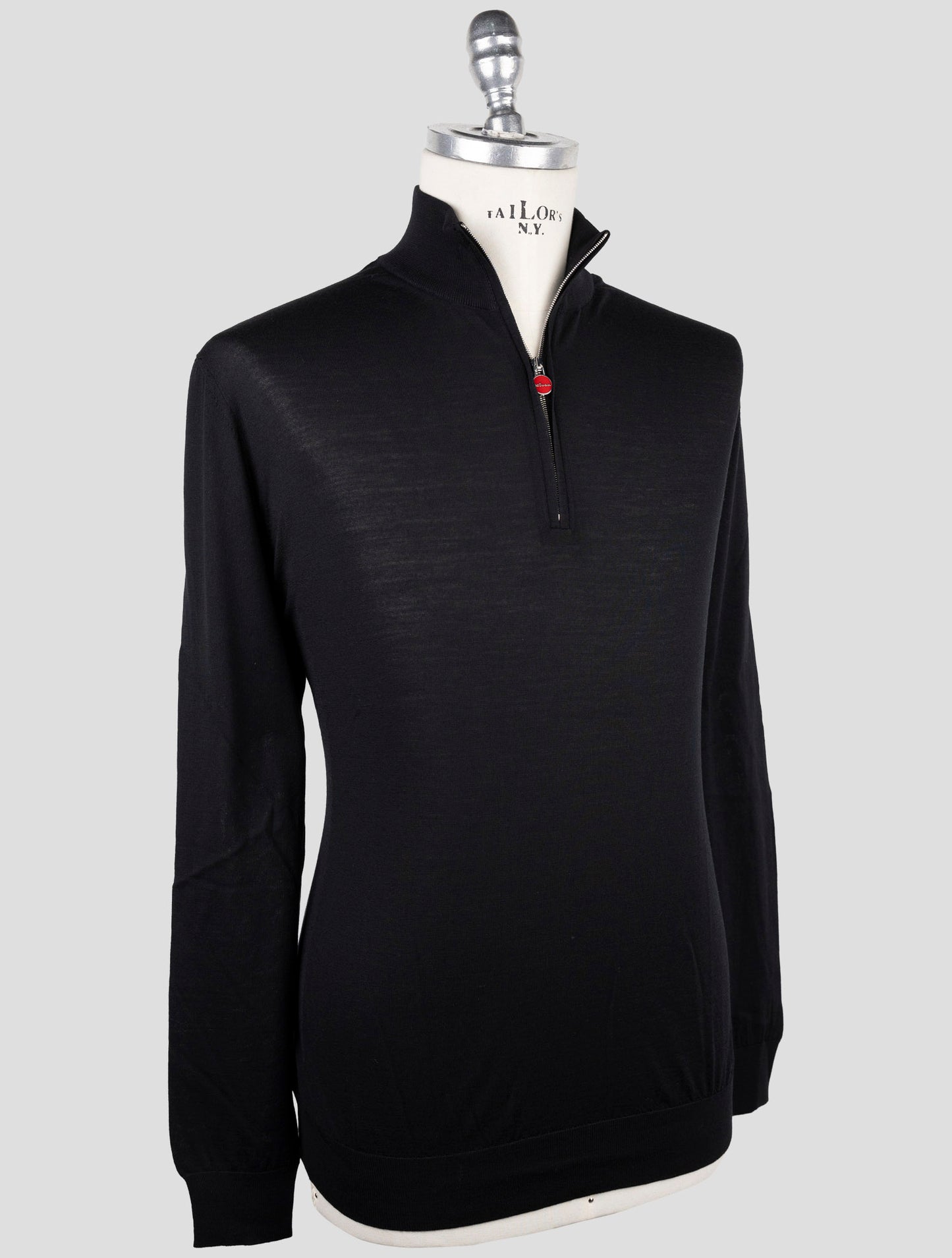 Kiton Black Wool Sweater Polo