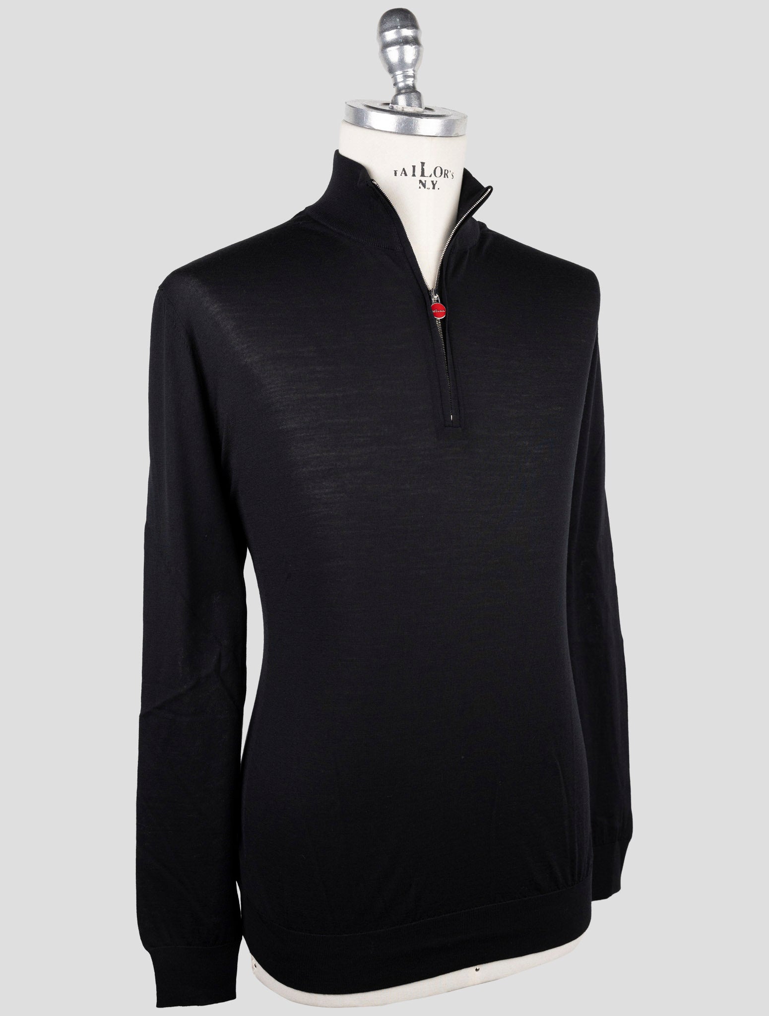Kiton Black Wool Sweater Polo