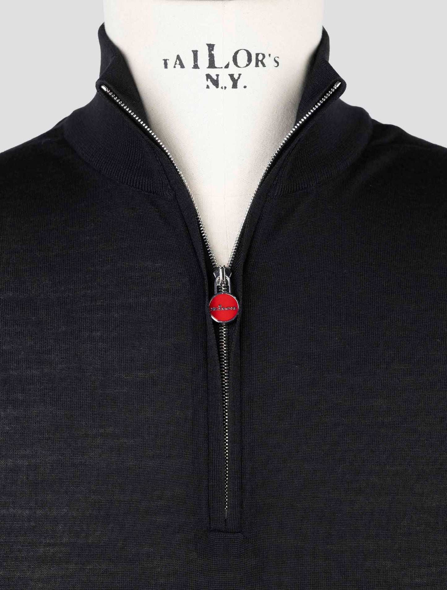 Kiton Black Wool Sweater Polo