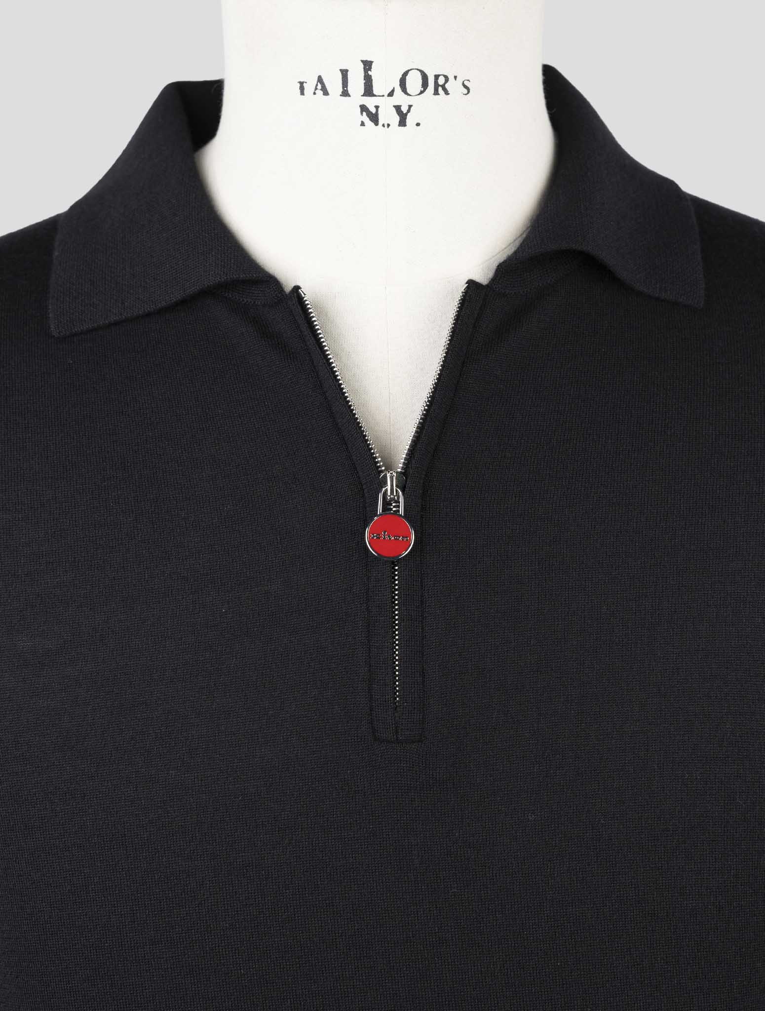 Kiton Black Cashmere Silk Sweater Polo